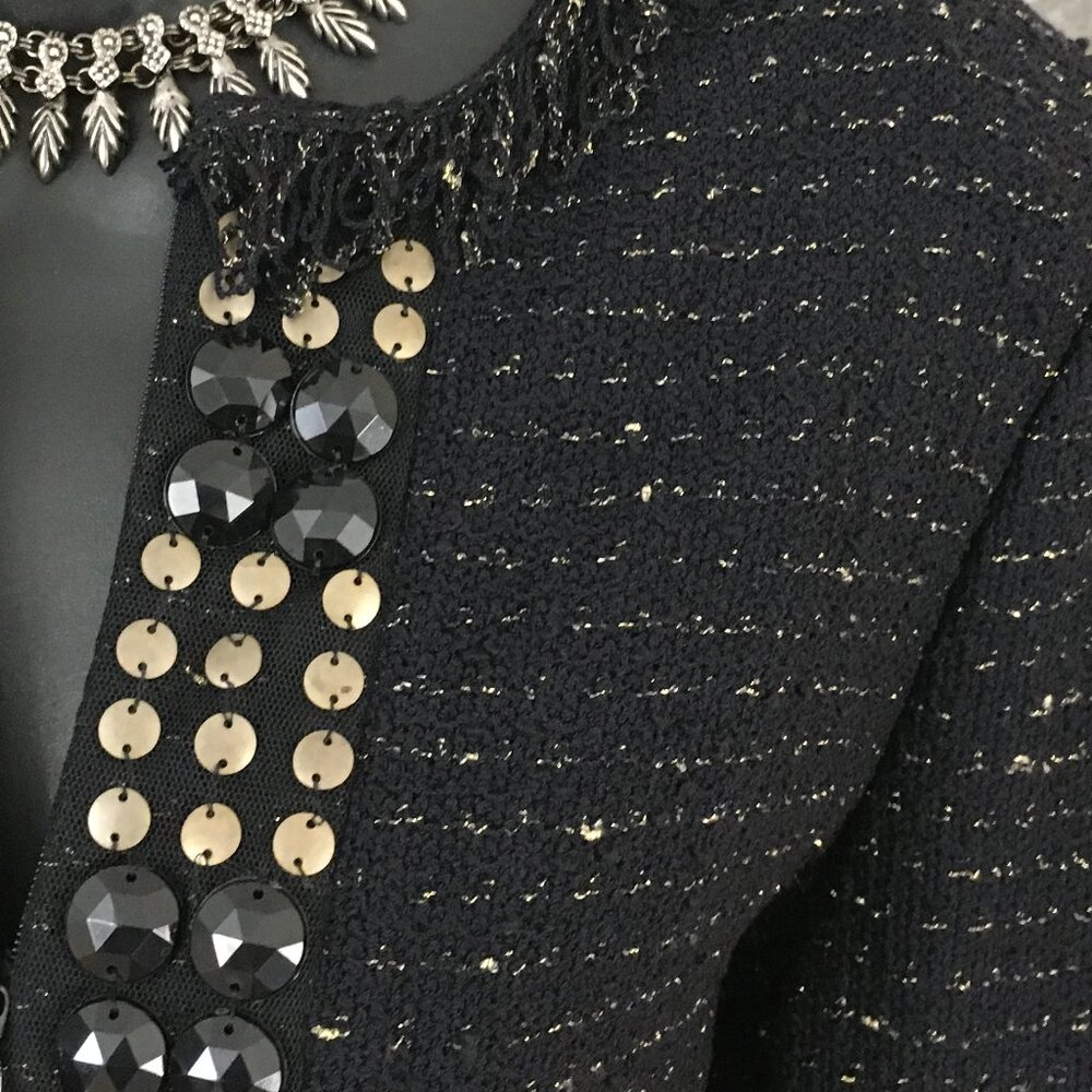 BEAUTIFUL st john couture knit black multi embellished jacket skirt suit 8 - Picture 6 of 9